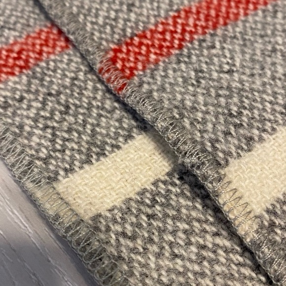 Grey Fringe Stripe Wool Blend Scarf - Picture 6 of 8